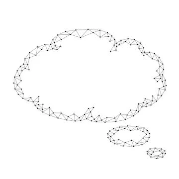 Cloud thought fly bubble speech from abstract futuristic polygonal black line Stock Illustration
