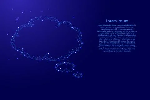 Cloud thought fly bubble speech from futuristic polygonal blue lines Stock Illustration