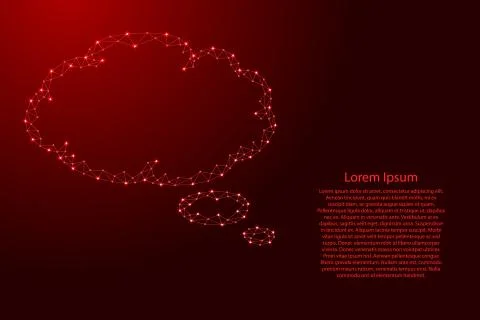Cloud thought fly bubble speech from futuristic polygonal red lines Illustrazione stock