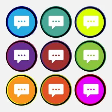 Cloud of thoughts icon sign. Nine multi colored round buttons. Vector Illustrazione stock