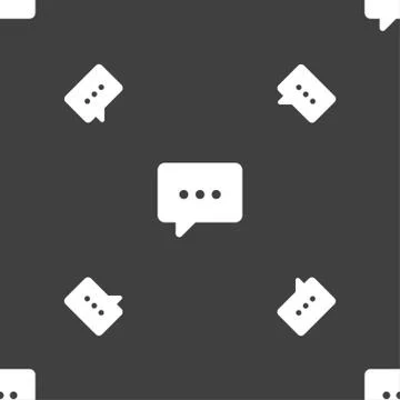 Cloud of thoughts icon sign. Seamless pattern on a gray background. Stock Illustration