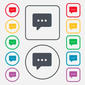 Cloud of thoughts icon sign. symbol on the Round and square buttons with fram Illustrazione stock
