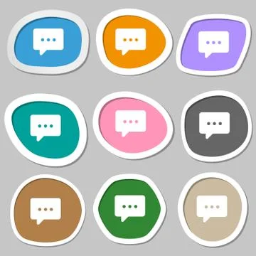 Cloud of thoughts icon symbols. Multicolored paper stickers. Vector イラスト素材