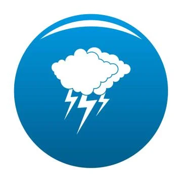 Cloud thunder flash icon blue vector Stock Illustration