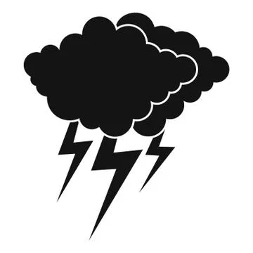 Cloud thunder flash icon, simple black style Illustrazione stock