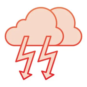 Cloud with thunder flat icon. Lightning with cloud red icons in trendy flat Illustrazione stock