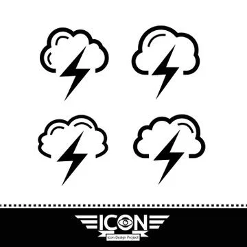 Cloud with thunder icon Stock Illustration