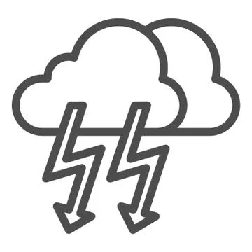 Cloud with thunder line icon. Lightning with cloud vector illustration isolated Stock Illustration
