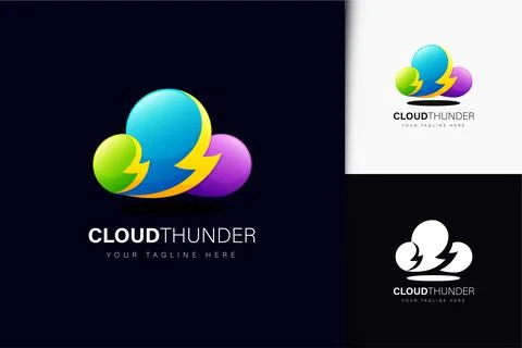 Cloud thunder logo design with gradient Stock Illustration