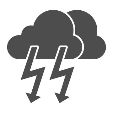 Cloud with thunder solid icon. Lightning with cloud vector illustration isolated Illustrazione stock