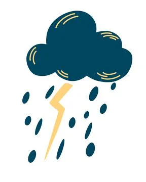Cloud with a thunderstorm and rain. Weather forecast. Rainy weather icon. Sto Stock Illustration