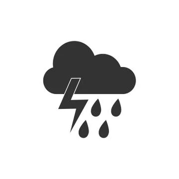 Cloud thunderstorm icon. Vector illustrations. Flat design. Stock Illustration
