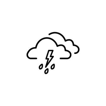 Cloud thunderstorm lightning rain icon black on white background Stock Illustration