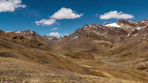 Cloud Time lapse and High Altitude Himalaya Mountains at Nakeela Pass, Ladakh Stock Footage 137608197