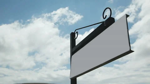Cloud time-lapse with a blank sign Stock Footage 48340874