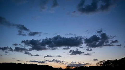 Cloud Time-Lapse at blue hour Stockbeeldmateriaal 80958607