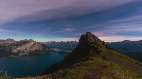Cloud time lapse at night at the peak of mountain Video stock 66447808