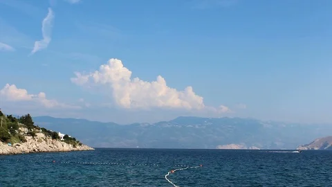 Cloud time lapse on sea with ship, Croatia Stock Footage 95406049