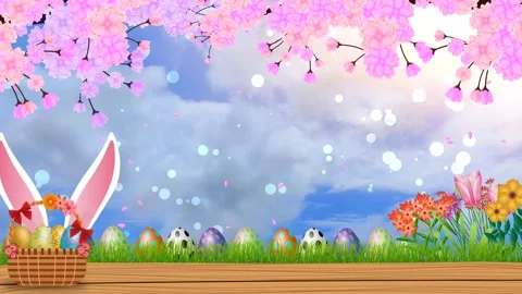 Cloud timelapse on behind the beautiful easter background with waving tree .. Stock Footage 265140903