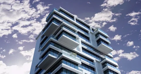 Cloud timelapse of blue and white building cloud Cinemagraph Stock Footage