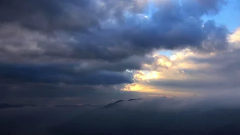 Cloud timelapse at dusk on danube river Stock Footage 284376898