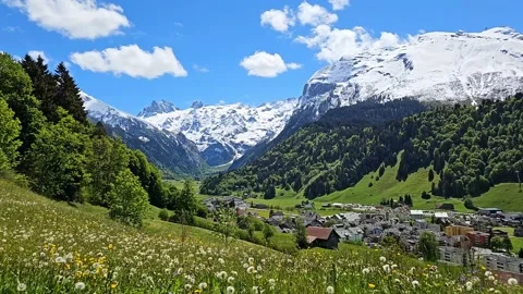 Cloud Timelapse Over Alpine Valley in Engelberg, Switzerland Stock Footage 337460377