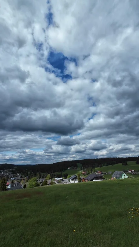 Cloud Timelapse Over Green Field Under Dramatic Moving Sky Stock Footage 335328782