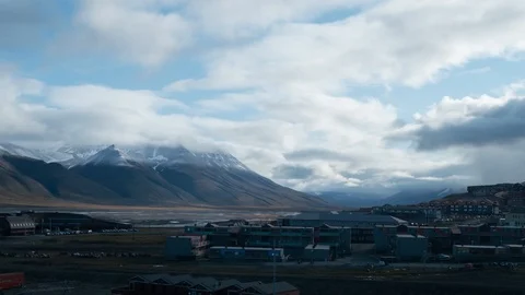 Cloud Timelapse over Longyearbyen in Summer 4K Video stock 95038755