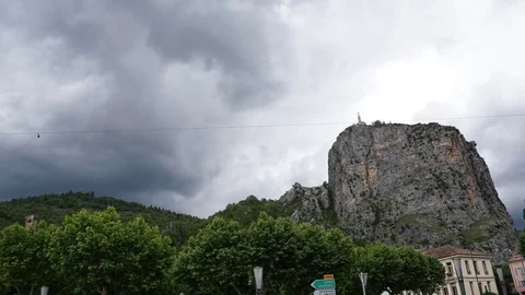 Cloud Timelapse Storm Rock Face in Ancient Europe Castellane, France Stock Footage 72193629