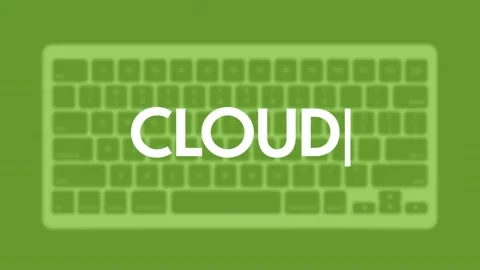 Cloud title. Modern flat web template with keyboard template on gray background Stock Footage 205148943