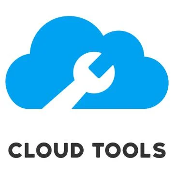 Cloud Tools Flat Icon with Caption Illustrazione stock