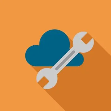 Cloud Tools Flat Long Shadow Square Icon Illustrazione stock
