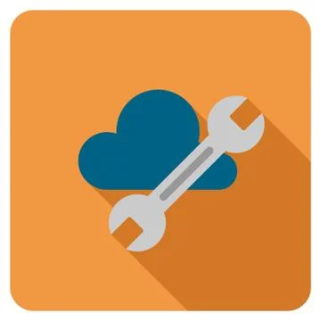 Cloud Tools Flat Rounded Square Icon with Long Shadow Illustrazione stock