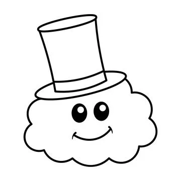 Cloud with a Top Hat Outline Vector Illustration Illustrazione stock