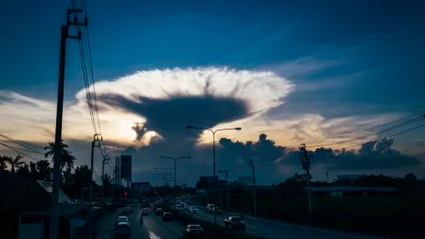 Cloud in Tornado shape .Nature phenomenon concept background. Climate change  Stock Photos