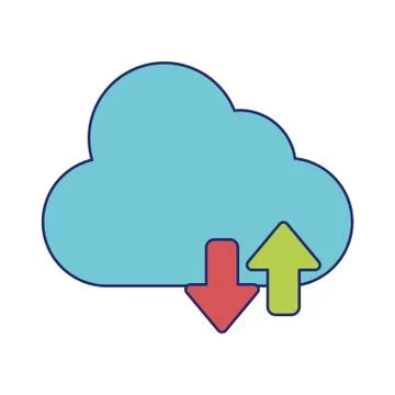 Cloud with transfer arrow blue lines Illustrazione stock