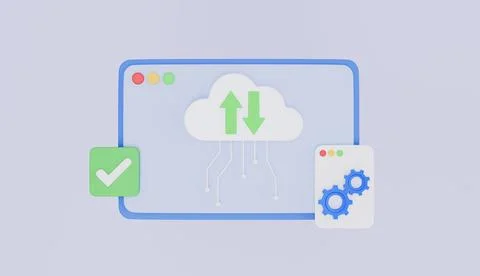 Cloud Transfer on web communication and business concept 3d illustration Stockillustratie