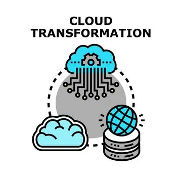 Cloud transformation concept migrating data and computing Illustrazione stock
