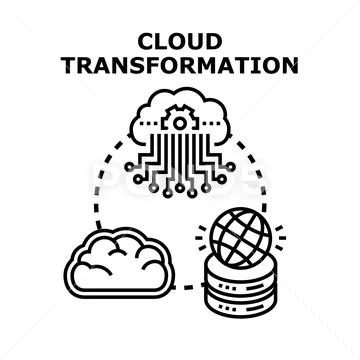 Cloud transformation concept migrating data and computing Stockillustratie