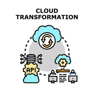 Cloud transformation modernizing digital infrastructure computing services Illustrazione stock