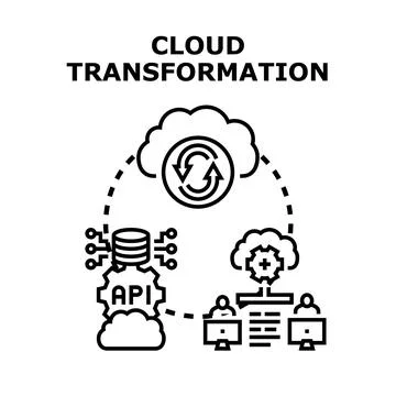 Cloud transformation modernizing digital infrastructure computing services Stock Illustration