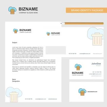Cloud trash  Business Letterhead, Envelope and visiting Card Design vector te Stock-Illustration