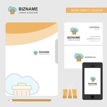 Cloud trash  Business Logo, File Cover Visiting Card and Mobile App Design. V Stock-Illustration