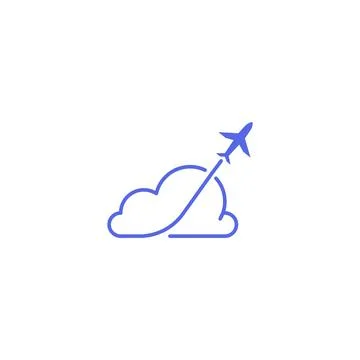 Cloud travel, plane and cloud. Vector logo icon template Stock Illustration