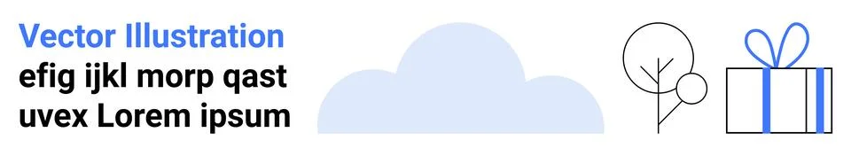 Cloud, Tree, and Gift Box Elements for Celebrations and Environmental Themes Illustrazione stock