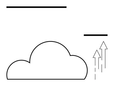 Cloud with two upward arrows on the right, suggesting data movement and growt Stock Illustration