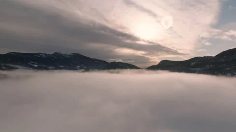 Cloud under mountains Norway 01 Stock Footage 169887618