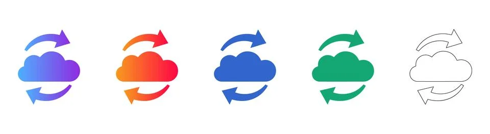 Cloud Update Icon Set in Multiple Styles Illustrazione stock