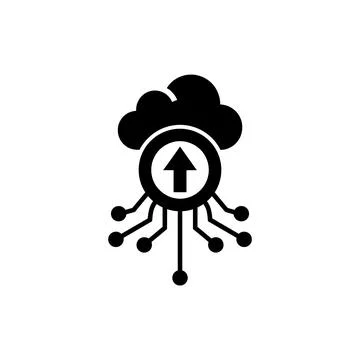 Cloud Upload and Data Sync Glyph Icon Stock Illustration