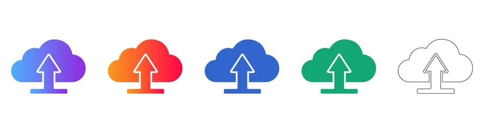 Cloud Upload and Data Sync Icon Set Stock Illustration
